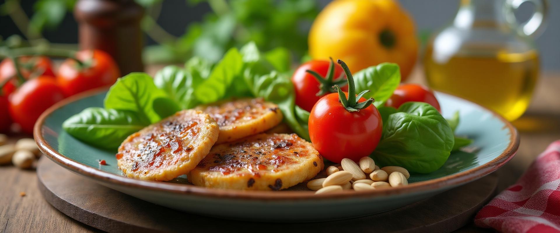 Healthy Mediterranean meal with fresh vegetables and nutrition foods